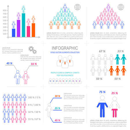 Vector infographic people icons demographic outline collectionのイラスト素材