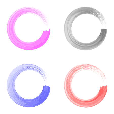 Colorful vector watercolor circle brush strokes collection isolatedのイラスト素材