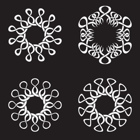 Four round ornaments interwoven style isolatedのイラスト素材