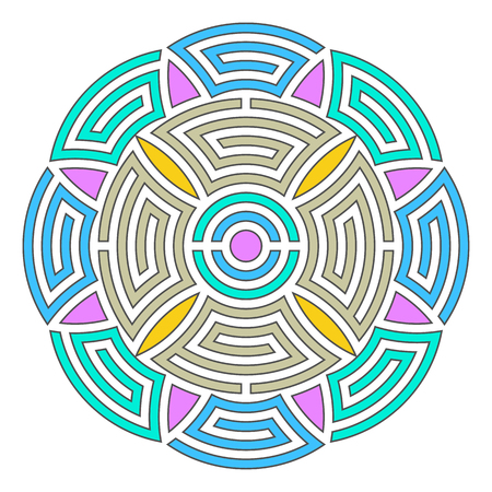 Colorful geometric abstract round mandala vector illustrationのイラスト素材