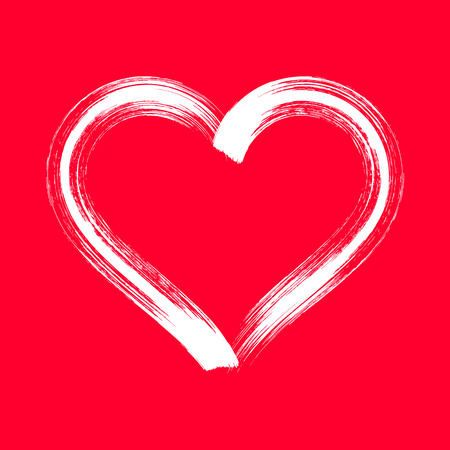 White stylized brush strokes heart signのイラスト素材