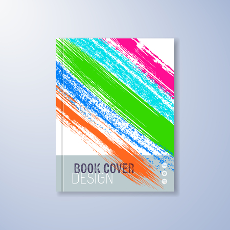 Abstract cover design template with colorful brush strokesのイラスト素材