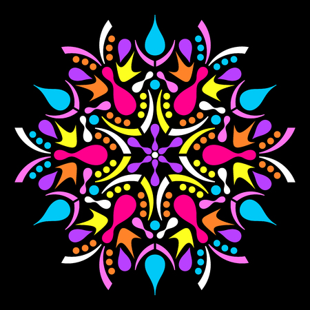 Colorful geometric abstract round mandala illustrationのイラスト素材