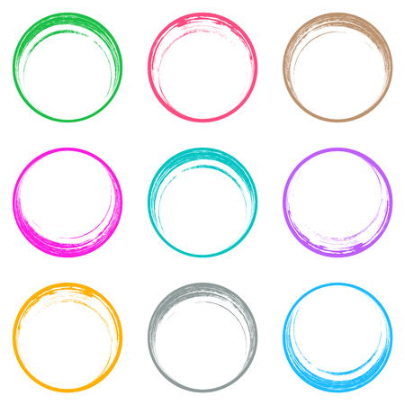 Colorful brush strokes circle buttons web design collectionのイラスト素材