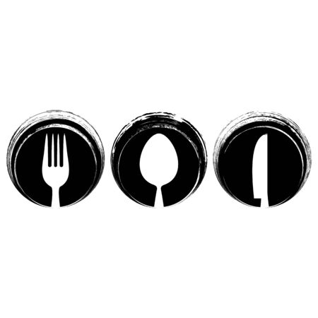 Black abstract restaurant menu design with cutlery signsのイラスト素材