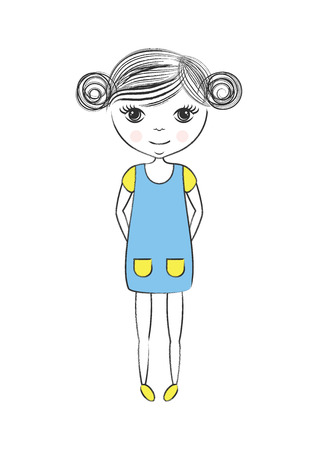 Little cute vintage baby girl vector illustrationのイラスト素材