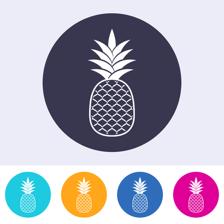 Single vector pineapple icon on round colorful buttonsのイラスト素材
