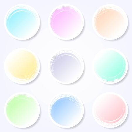 Pastel brush strokes circle buttons web design collectionのイラスト素材