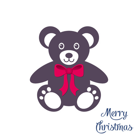 Cute teddy bear with red bow vector illustrationのイラスト素材