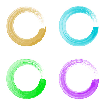 Colorful vector watercolor circle brush strokes collection isolatedのイラスト素材