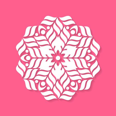 White geometric abstract round mandala vector illustrationのイラスト素材