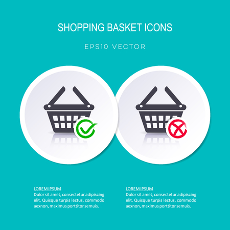 Vector shopping basket icons add or remove itemのイラスト素材