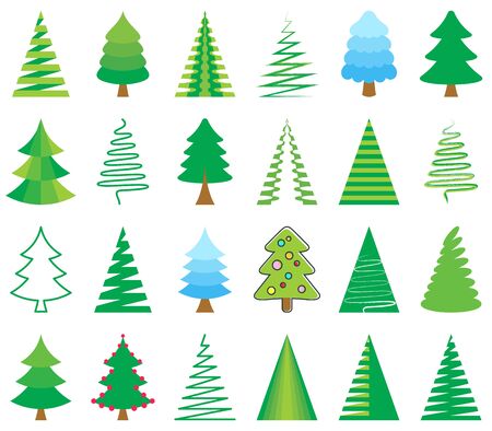 Colorful vector abstract christmas tree icons collection isolatedのイラスト素材