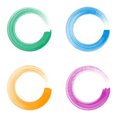 Colorful vector watercolor circle brush strokes collection isolatedのイラスト素材
