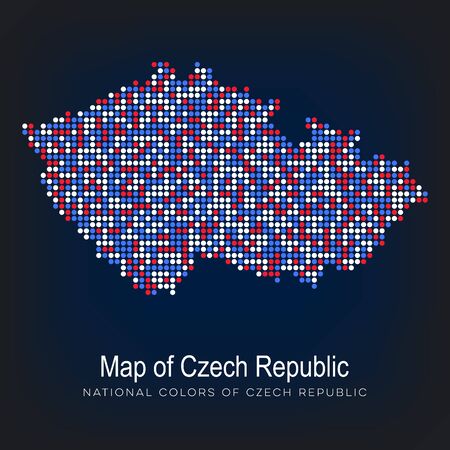 Map of czech republic dot pattern national colorsのイラスト素材
