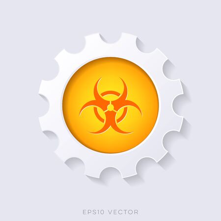 Orange vector 3d web button biohazard symbol conceptのイラスト素材