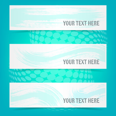 Blue vector banners with brush strokes and shadowsのイラスト素材