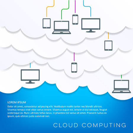 Original vector cloud computing concept with connected devicesのイラスト素材