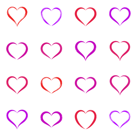 Various simple hand drawn vector heart iconsのイラスト素材