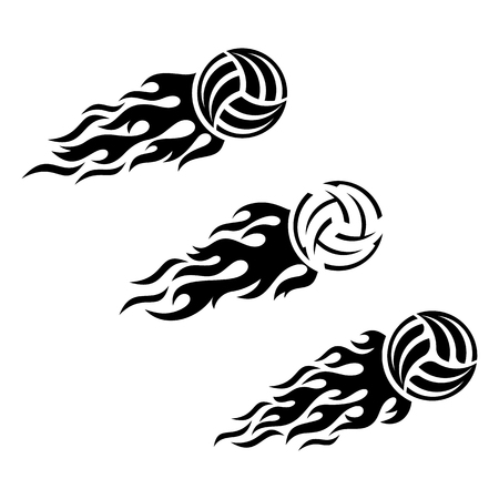 Volleyball ball flaming vector  design template setのイラスト素材