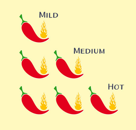Vector red chilli pepper mild medium hot scaleのイラスト素材