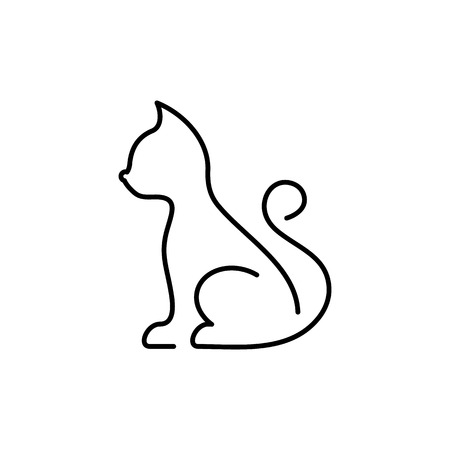 Minimalist black vector cat thin line icon isolatedのイラスト素材