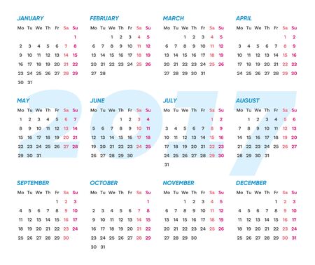 Vector 2017 calendar weeks start mondayのイラスト素材