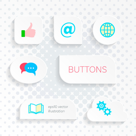 Vector white web buttons with simple iconsの写真素材