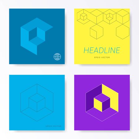 Minimalist modern square card cover designsのイラスト素材