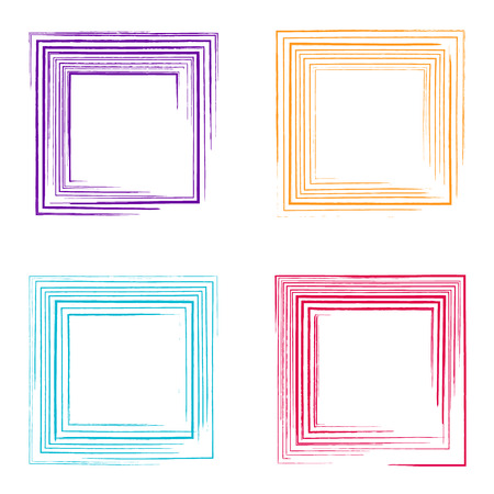 Colorful vector decorative grunge square frames collectionのイラスト素材