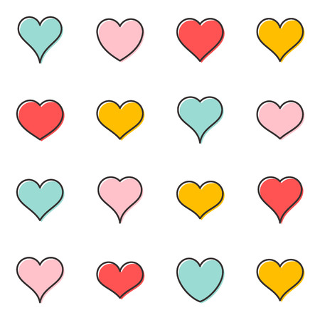 Simple vector heart outline iconsのイラスト素材