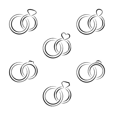 Wedding rings brush strokes styleのイラスト素材