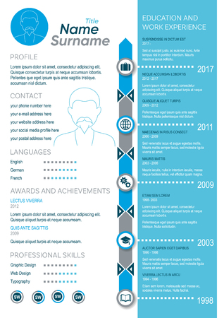 Creative vector blue minimalist cv template for gentlemenの写真素材