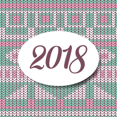 Happy new year 2018 sweater pattern design cardのイラスト素材