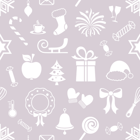 Cute christmas vector seamless pattern with christmas iconsのイラスト素材