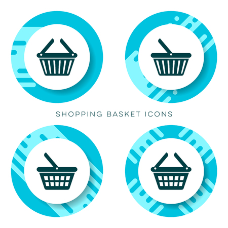 Blue vector shopping basket iconsのイラスト素材