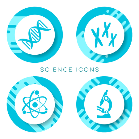Blue vector science icons creative modern buttons isolatedのイラスト素材
