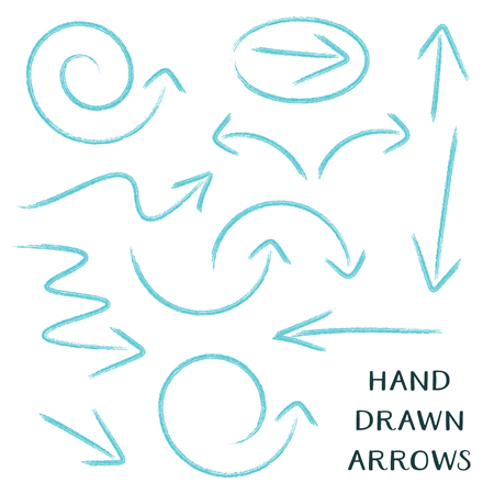 Vector hand drawn arrows set isolated on whiteのイラスト素材