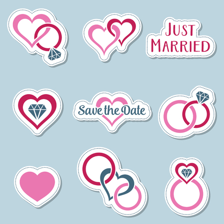 Vintage wedding symbols labelsのイラスト素材