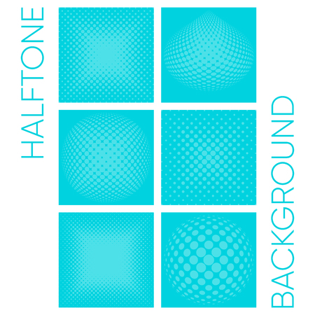 Modern vector halftone turquoise background template collectionのイラスト素材
