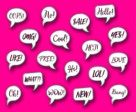 Retro vector comic speech bubbles chat expressionsの写真素材
