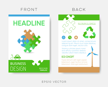 Vector brochure eco design template with puzzleの写真素材