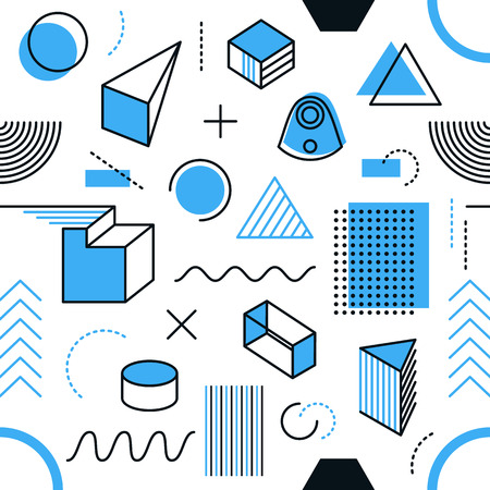Vector endless pattern simple memphis style shapesのイラスト素材