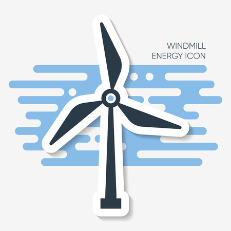 Vector abstract windmill energy sign label with shadowのイラスト素材