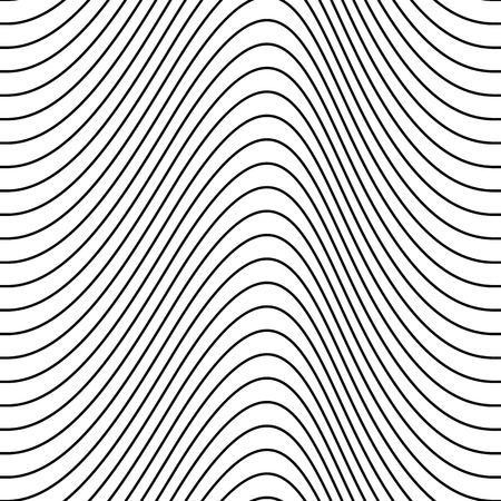 Black vector seamless thin wavy line pattern isolatedのイラスト素材