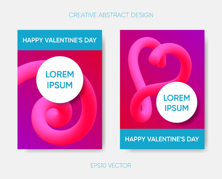 Happy valentine abstract design with fluid shapesのイラスト素材