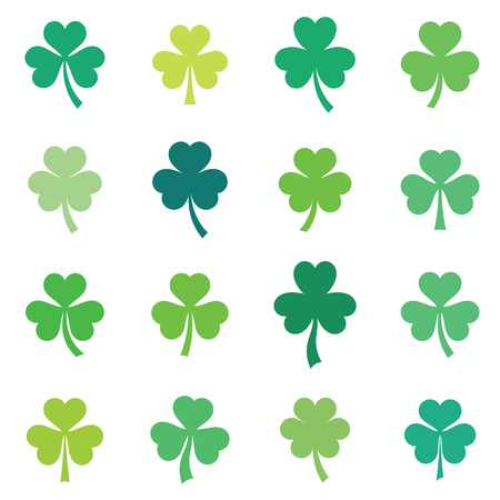 Abstract vector green clover leaves set isolatedのイラスト素材