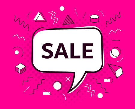 Vector sale speech bubble memphis geometric style posterのイラスト素材