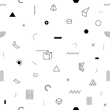 Black vector seamless pattern isolated on whiteのイラスト素材