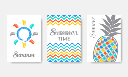 Simple colourful vector summer cards set isolatedのイラスト素材